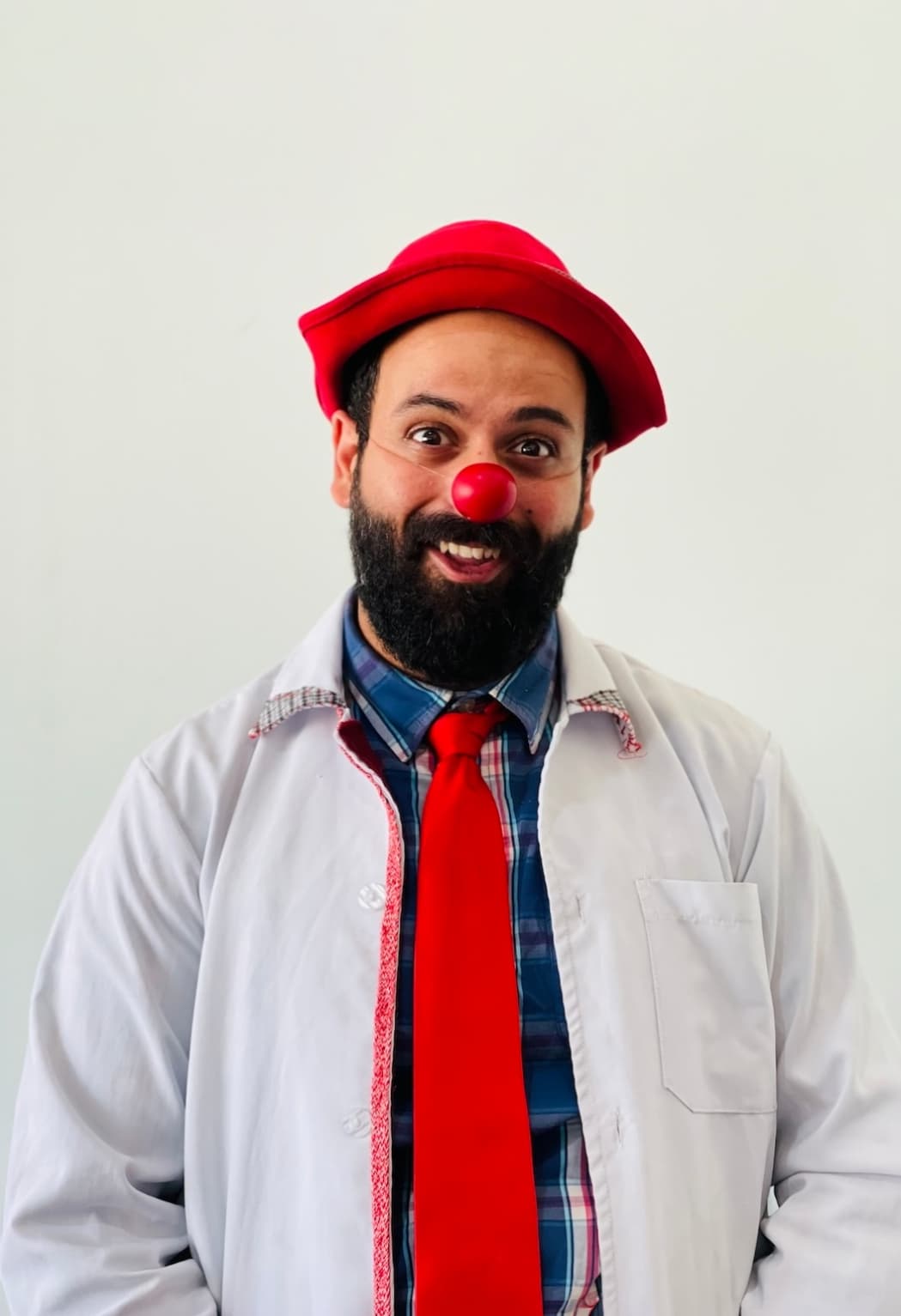 Jeries as a clown doctor with Red Noses International